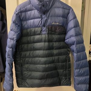Eddie Bauer Blue and Gray Puffer Jacket